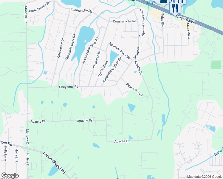 map of restaurants, bars, coffee shops, grocery stores, and more near 1006 Cheyenne Road in Montgomery
