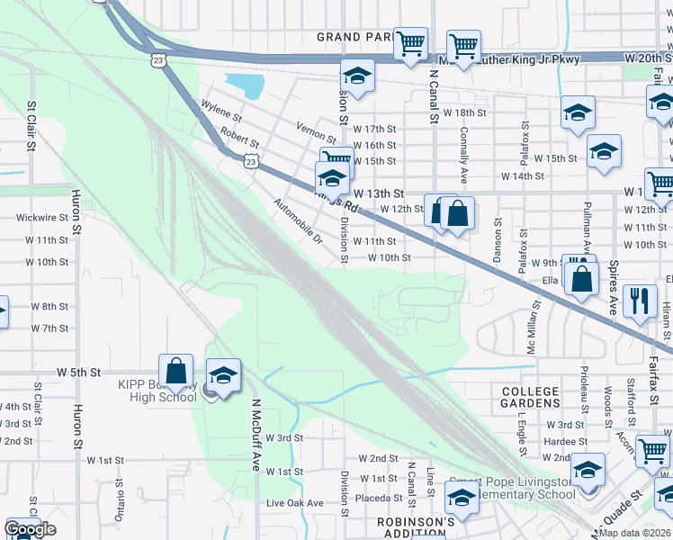 map of restaurants, bars, coffee shops, grocery stores, and more near 2332 Automobile Dr in Jacksonville