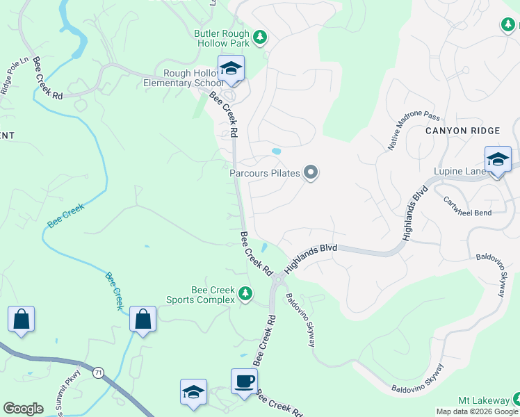 map of restaurants, bars, coffee shops, grocery stores, and more near 204 Sumalt Gap Way in Austin