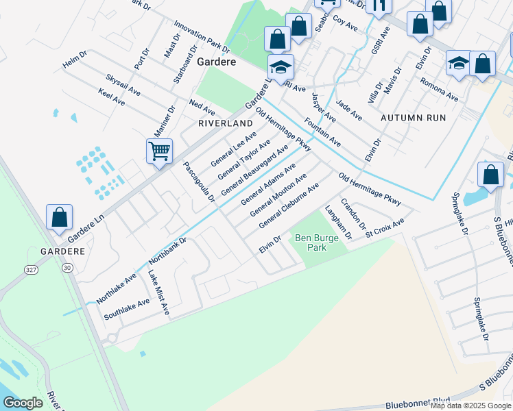 map of restaurants, bars, coffee shops, grocery stores, and more near 2134 General Mouton Avenue in Baton Rouge