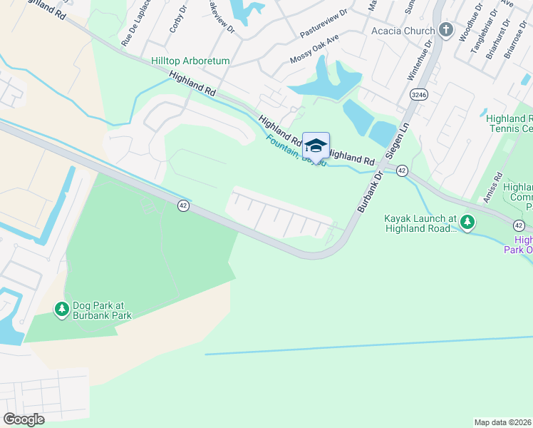 map of restaurants, bars, coffee shops, grocery stores, and more near 535 Warbler Crossing Avenue in Baton Rouge