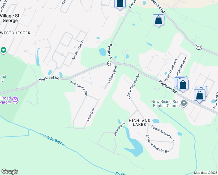 map of restaurants, bars, coffee shops, grocery stores, and more near 311 Corsair Drive in Baton Rouge
