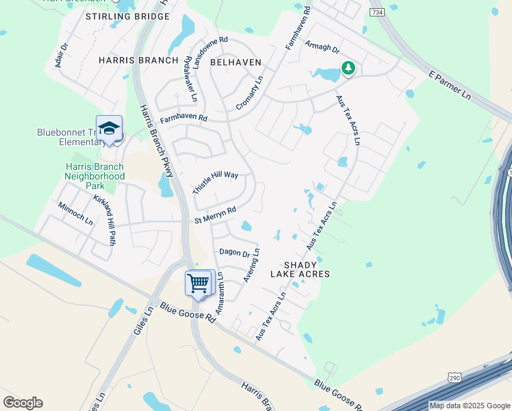 map of restaurants, bars, coffee shops, grocery stores, and more near 11408 Glen Falloch Court in Austin