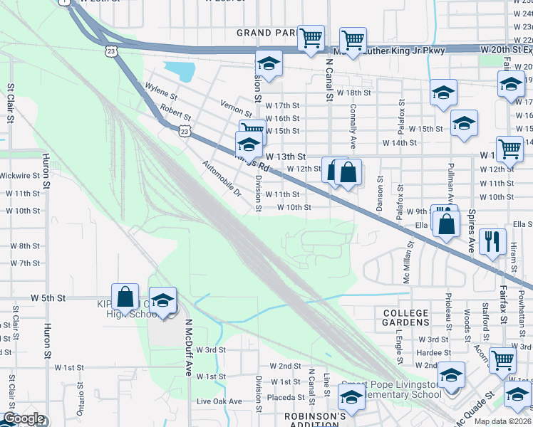 map of restaurants, bars, coffee shops, grocery stores, and more near 2322 West 10th Street in Jacksonville