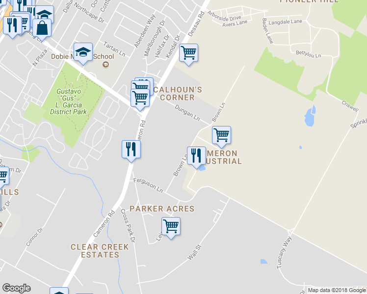 map of restaurants, bars, coffee shops, grocery stores, and more near 9202 Brown Ln in Austin
