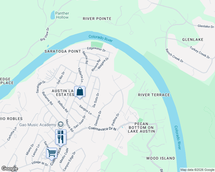 map of restaurants, bars, coffee shops, grocery stores, and more near 9613 Tavares Cove in Austin