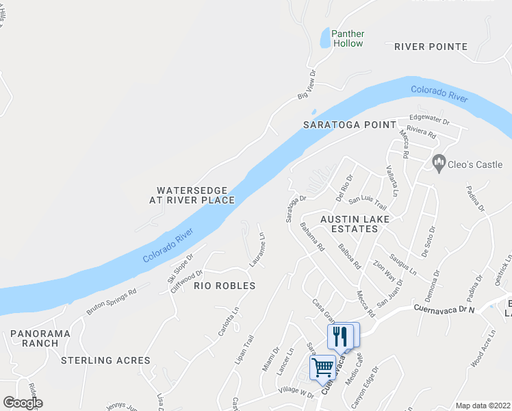 map of restaurants, bars, coffee shops, grocery stores, and more near 2204 Lauranne Lane in Austin