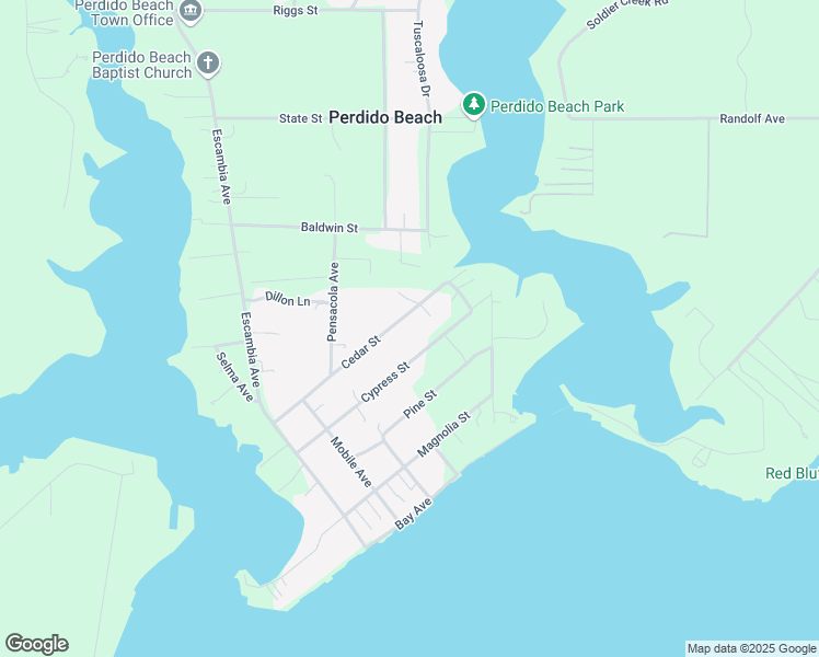 map of restaurants, bars, coffee shops, grocery stores, and more near 30795 Cypress Street in Elberta