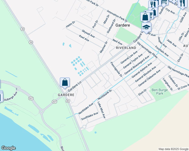 map of restaurants, bars, coffee shops, grocery stores, and more near 8558 Longwood View Avenue in Baton Rouge