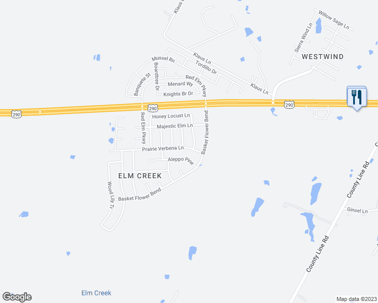map of restaurants, bars, coffee shops, grocery stores, and more near 18009 Prairie Verbena Lane in Elgin