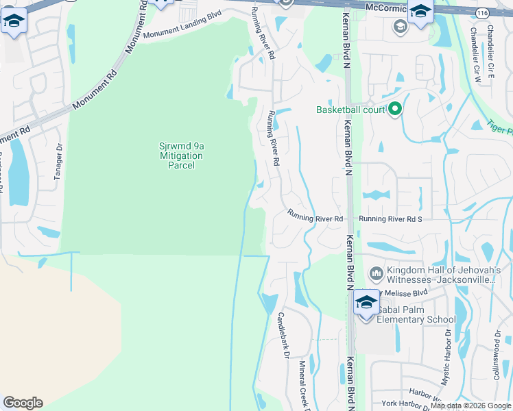 map of restaurants, bars, coffee shops, grocery stores, and more near 1307 Runningbrook Court in Jacksonville