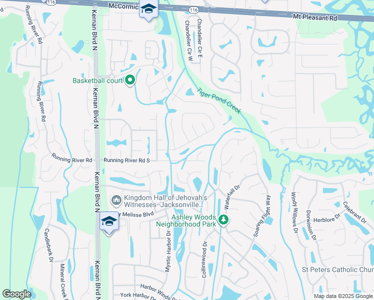 map of restaurants, bars, coffee shops, grocery stores, and more near 12581 Running River Road South in Jacksonville