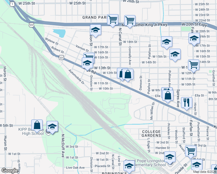 map of restaurants, bars, coffee shops, grocery stores, and more near 2262 West 11th Street in Jacksonville