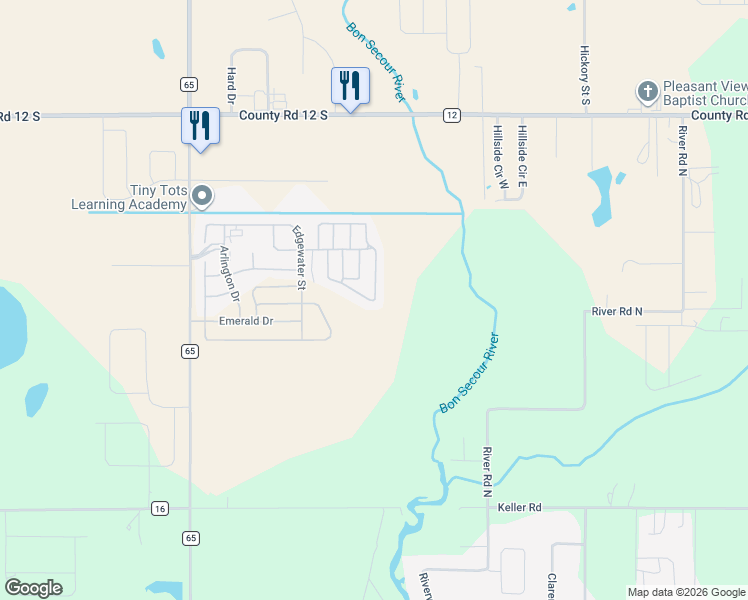 map of restaurants, bars, coffee shops, grocery stores, and more near Empress Way in Foley