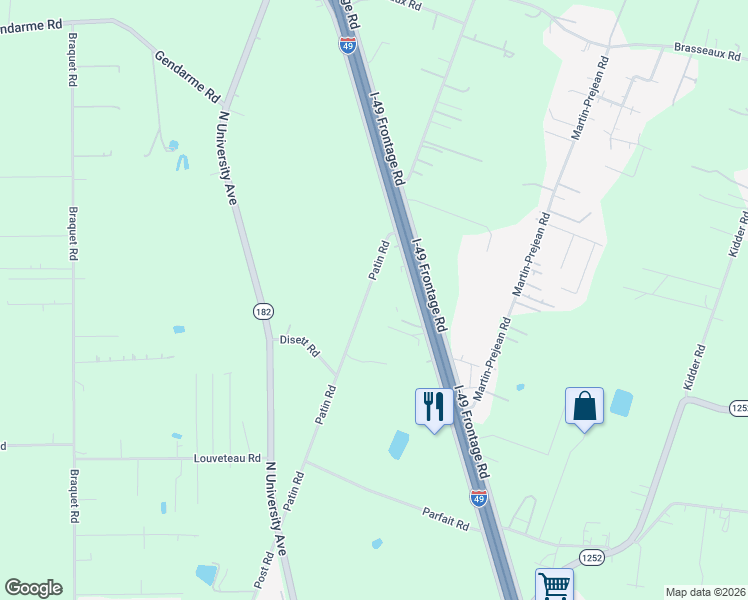 map of restaurants, bars, coffee shops, grocery stores, and more near 4545 Northwest Evangeline Thwy in Carencro