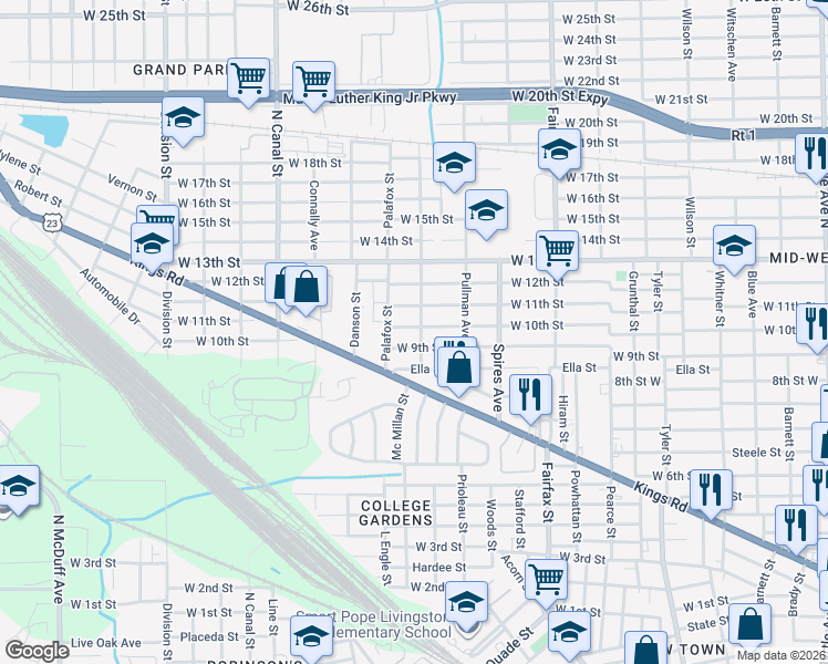 map of restaurants, bars, coffee shops, grocery stores, and more near 2016 Mc Millan Street in Jacksonville
