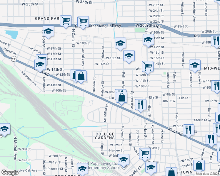 map of restaurants, bars, coffee shops, grocery stores, and more near 2016 Mc Millan Street in Jacksonville