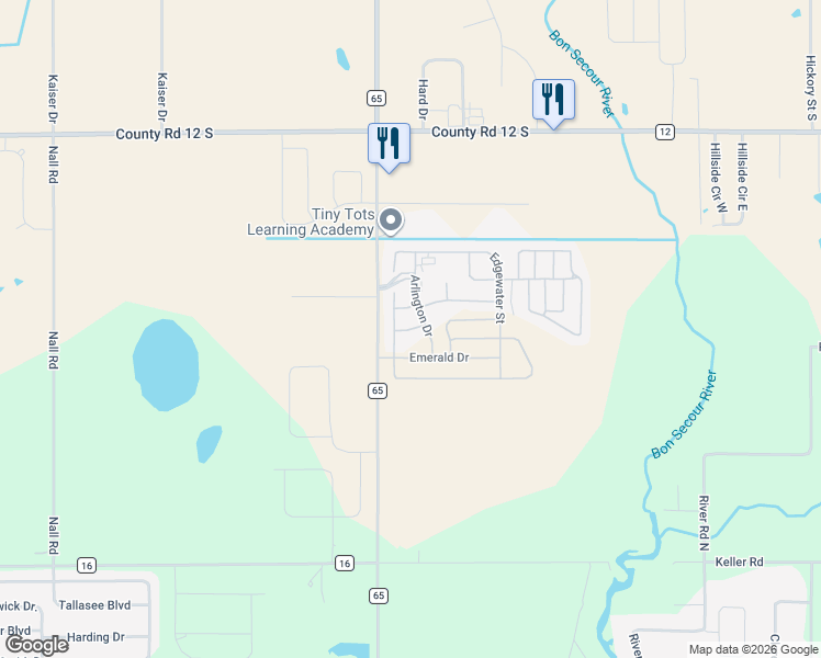 map of restaurants, bars, coffee shops, grocery stores, and more near 18121 Millspring Drive in Foley