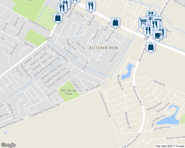 map of restaurants, bars, coffee shops, grocery stores, and more near 9433 Old Hermitage Parkway in Baton Rouge