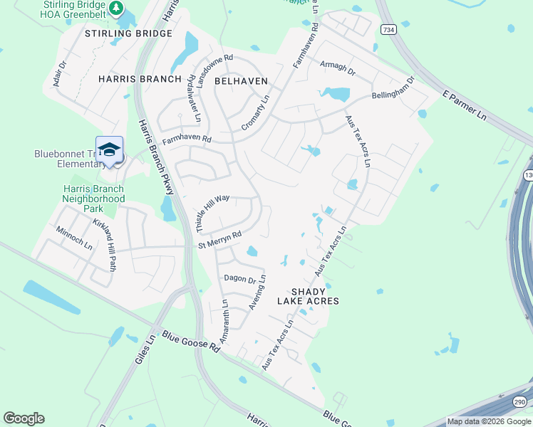 map of restaurants, bars, coffee shops, grocery stores, and more near 11536 Glen Falloch Court in Austin