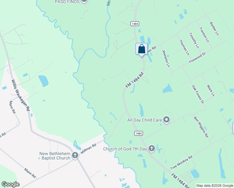 map of restaurants, bars, coffee shops, grocery stores, and more near 18260 FM 1484 Road in Conroe