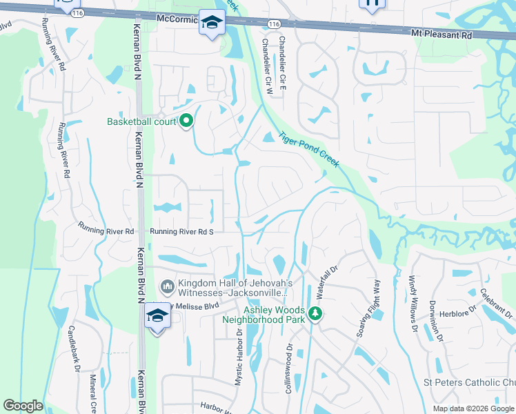 map of restaurants, bars, coffee shops, grocery stores, and more near 1601 Trotters Bend Trail in Jacksonville