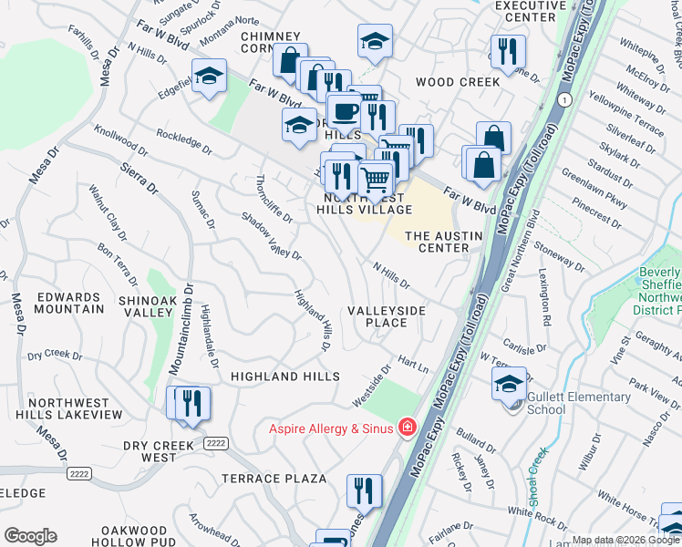 map of restaurants, bars, coffee shops, grocery stores, and more near 6609 Hart Lane in Austin