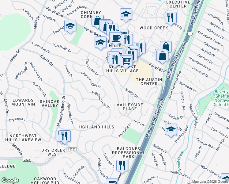 map of restaurants, bars, coffee shops, grocery stores, and more near 6604 Hart Lane in Austin