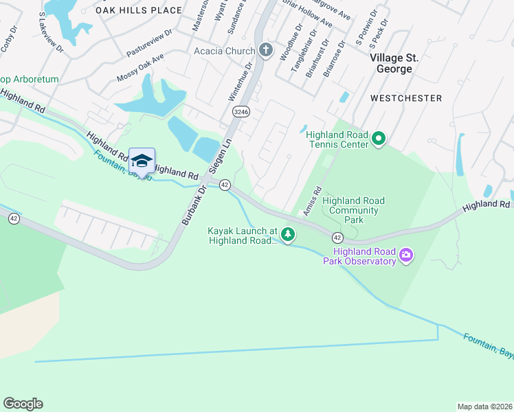 map of restaurants, bars, coffee shops, grocery stores, and more near 13512 Highland Road in Baton Rouge