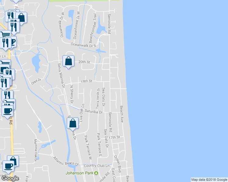 map of restaurants, bars, coffee shops, grocery stores, and more near 1964 Beachside Ct in Atlantic Beach