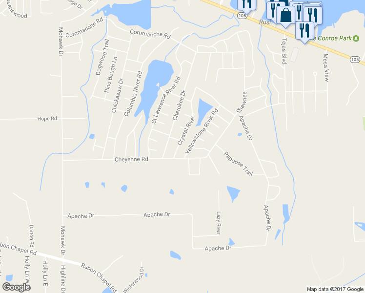 map of restaurants, bars, coffee shops, grocery stores, and more near 1003 Crystal River Road in Montgomery