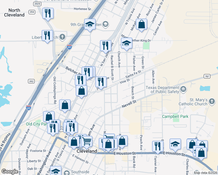 map of restaurants, bars, coffee shops, grocery stores, and more near 601 Vine Street in Cleveland