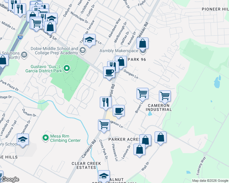 map of restaurants, bars, coffee shops, grocery stores, and more near in Austin