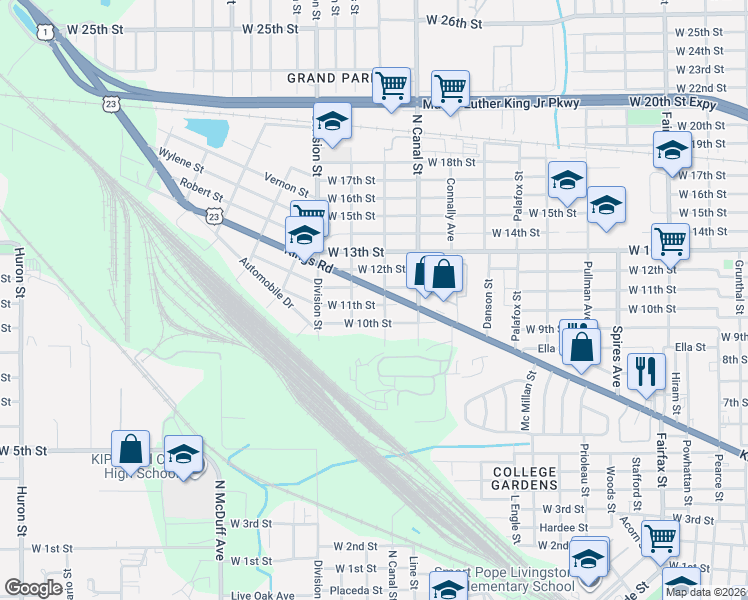 map of restaurants, bars, coffee shops, grocery stores, and more near 2262 West 11th Street in Jacksonville