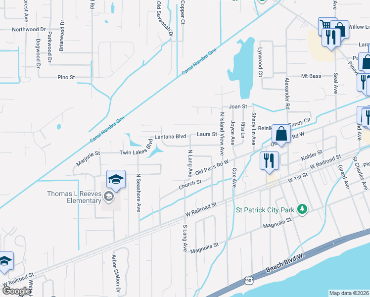 map of restaurants, bars, coffee shops, grocery stores, and more near 103 Hawthorne Drive in Long Beach