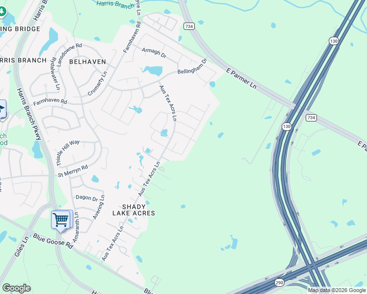 map of restaurants, bars, coffee shops, grocery stores, and more near 11604 Caithness Way in Austin