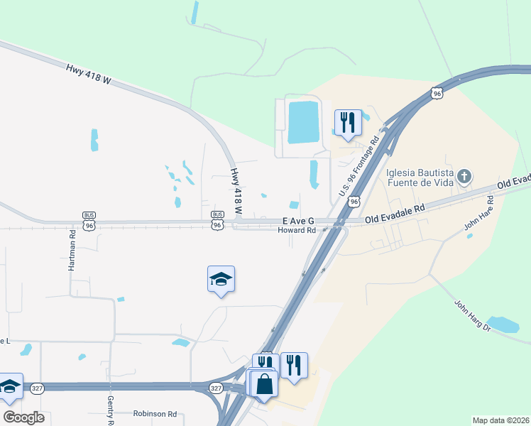 map of restaurants, bars, coffee shops, grocery stores, and more near 1425 Thompson Lake Drive in Silsbee