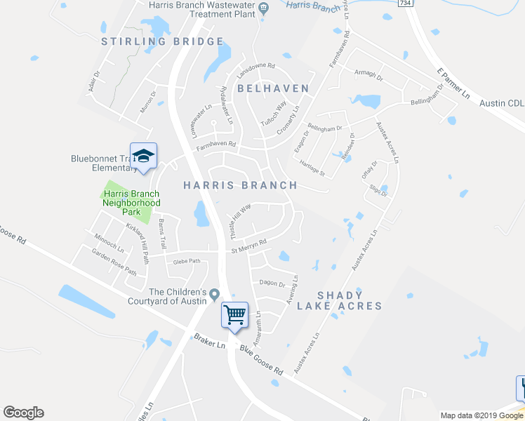 map of restaurants, bars, coffee shops, grocery stores, and more near 6905 Tam Court in Austin