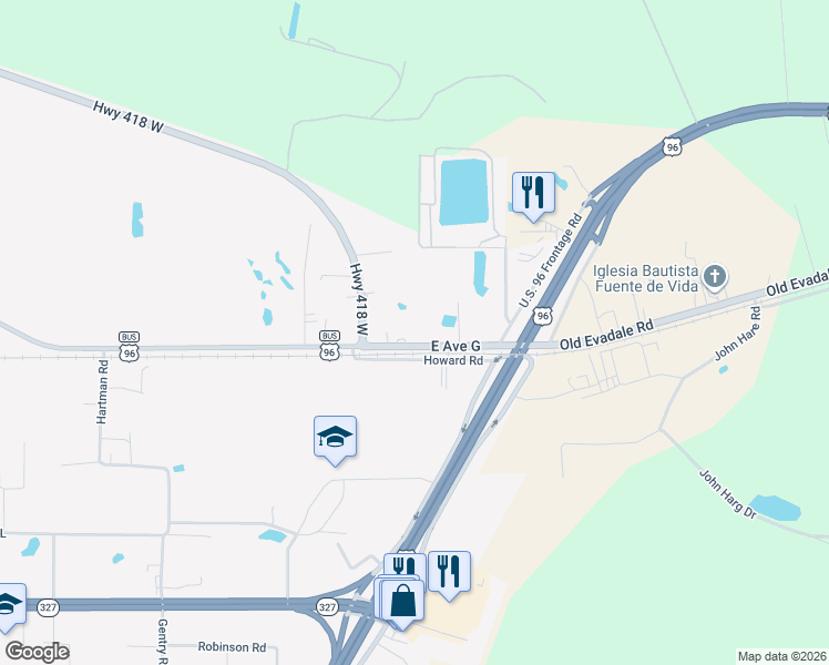 map of restaurants, bars, coffee shops, grocery stores, and more near 1425 Thompson Lake Drive in Silsbee