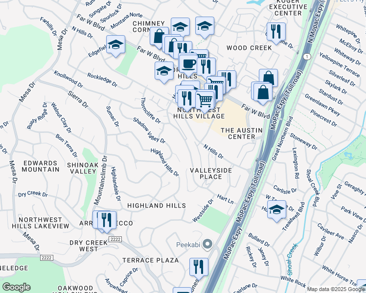map of restaurants, bars, coffee shops, grocery stores, and more near 6609 Hart Lane in Austin