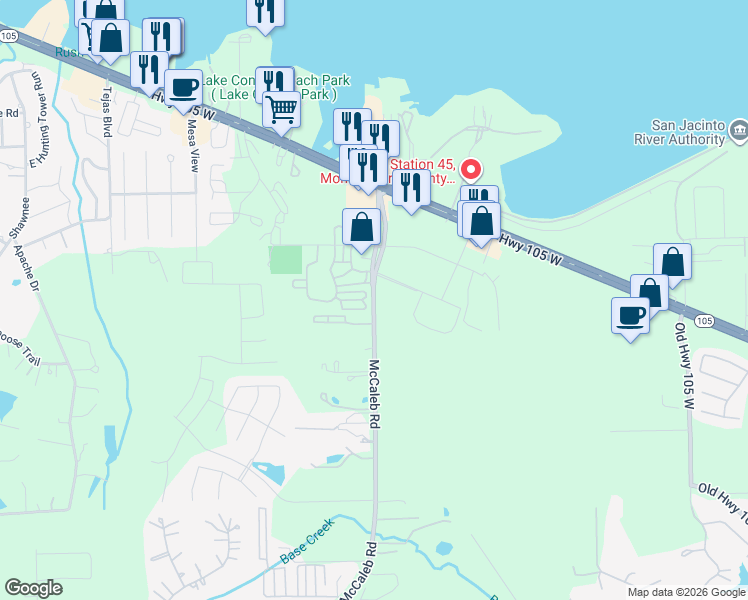 map of restaurants, bars, coffee shops, grocery stores, and more near 921-1095 McCaleb Road in Montgomery County