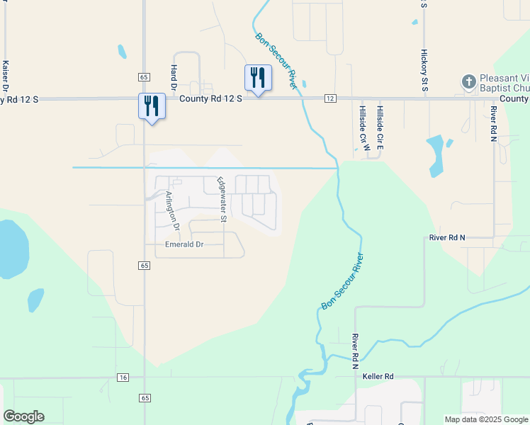 map of restaurants, bars, coffee shops, grocery stores, and more near Empress Way in Foley