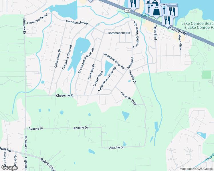 map of restaurants, bars, coffee shops, grocery stores, and more near 1107 Yellowstone River Road in Montgomery