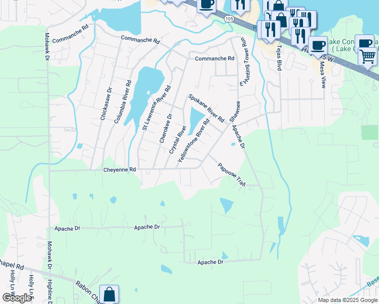 map of restaurants, bars, coffee shops, grocery stores, and more near 1107 Yellowstone River Road in Montgomery