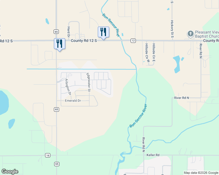 map of restaurants, bars, coffee shops, grocery stores, and more near Empress Way in Foley