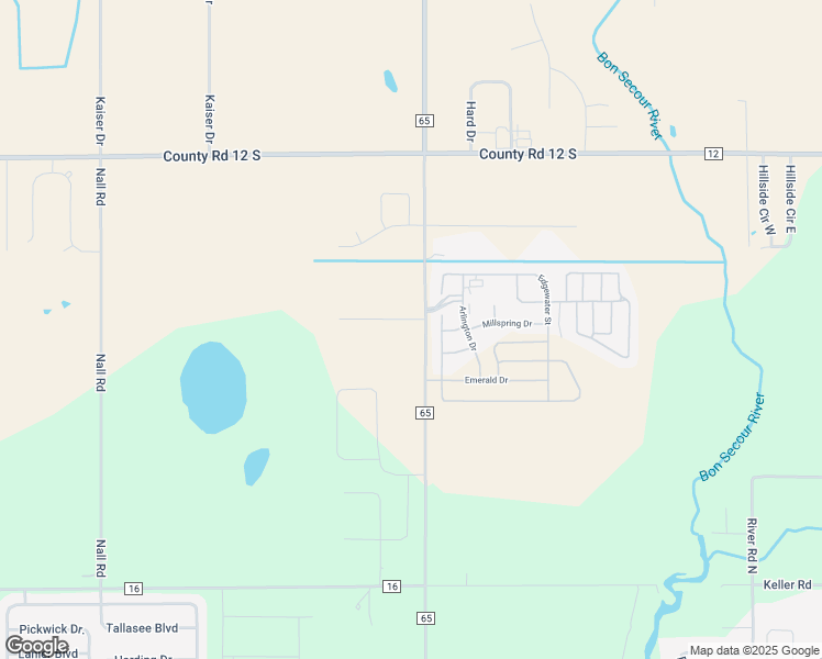 map of restaurants, bars, coffee shops, grocery stores, and more near 8651 County Road 65 in Foley