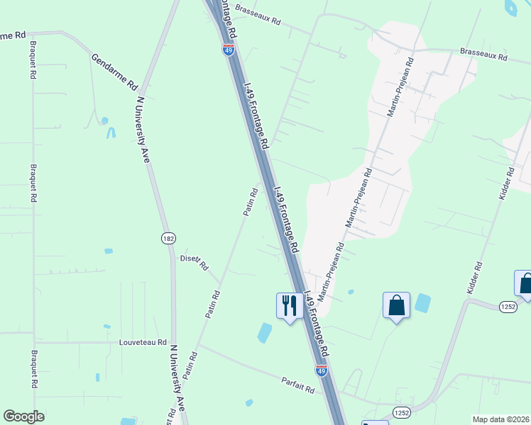 map of restaurants, bars, coffee shops, grocery stores, and more near 4545 Northwest Evangeline Thruway in Carencro