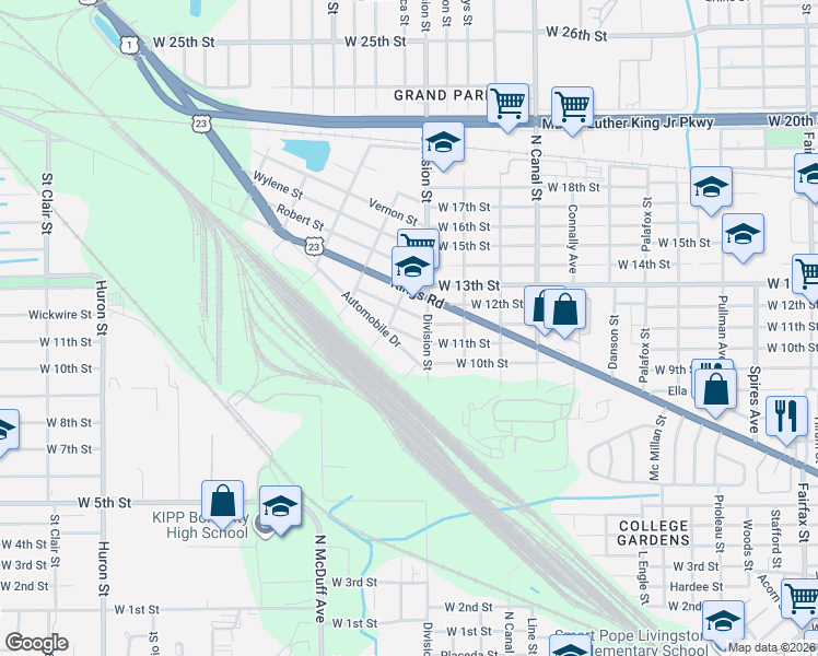 map of restaurants, bars, coffee shops, grocery stores, and more near 2366 Beaumont Street in Jacksonville