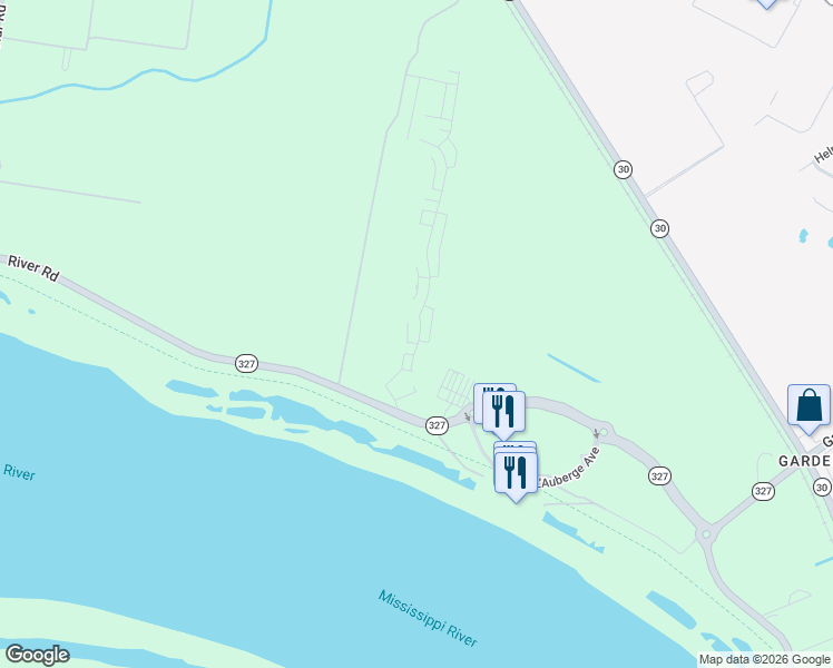 map of restaurants, bars, coffee shops, grocery stores, and more near 14200 River Road in Baton Rouge