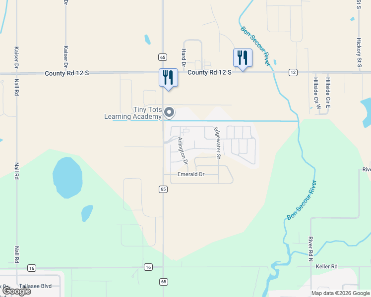 map of restaurants, bars, coffee shops, grocery stores, and more near 18121 Millspring Drive in Foley